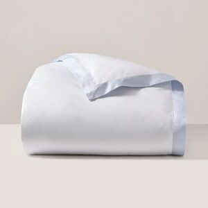 Ralph Lauren RL 624 Organic Cotton Sateen Border King Duvet Cover Blue Hycnth